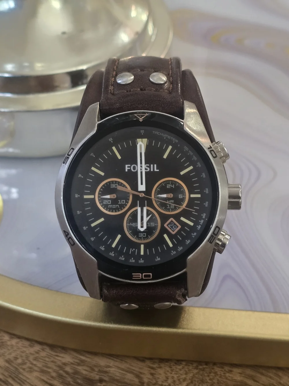 Fossil Men's Brown Leather Chronograph Watch